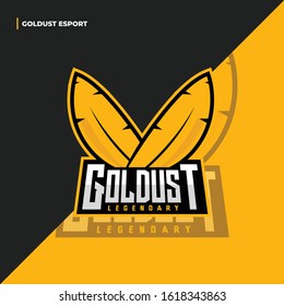 The logo for the esport team carries the concept of a golden bird feather symbolizing the team's winning goal. The effects of bird feathers like being torn apart illustrate the evidence of struggle.