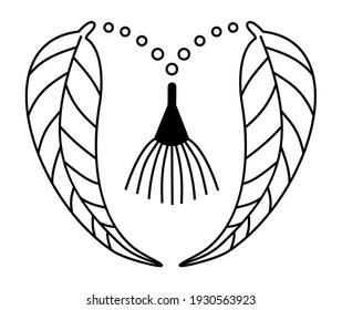 Logo eucalyptus leaves and flower in the form of a heart contour