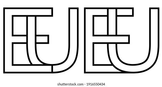 Logotipo de la Unión Europea, letras mayúsculas vectoriales E U signo de la Unión Europea, dominio nacional UE