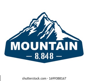 The Logo Of Everest. Expedition, adventure, tourism. Emblem for mountain travel, Hiking.