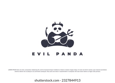 logo evil panda devil horn trident silhouette bear animal