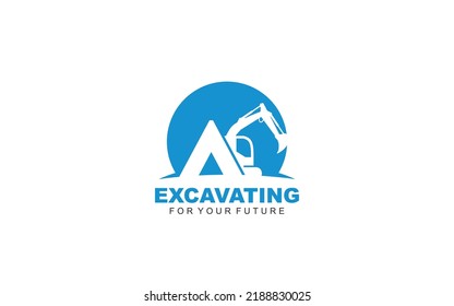 A logo excavator for construction company. Heavy equipment template vector illustration for your brand.