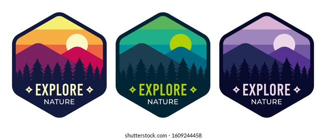 logo explore nature mountain forest 