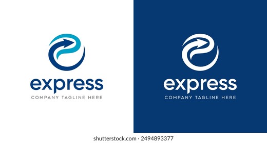 logo express logistic transportation, express fast service logistic concept logo design template