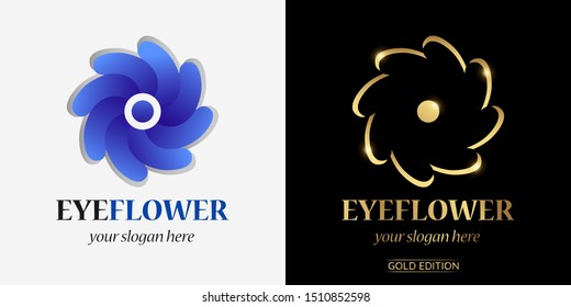 logo eye flower plus golden edition vector design