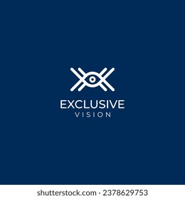 Logo con un icono ocular en forma de letra X