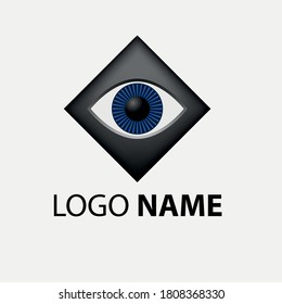 Logo with eye in square. Vector illustration.