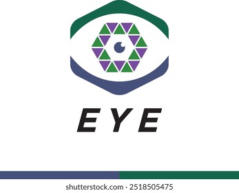 a logo for the eye and the word eye in green and blue.