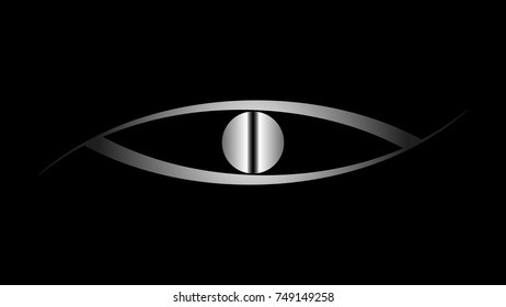 logo eyes with metallic colors. abstract eye symbol. black background. full HD vector illustration