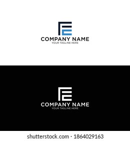 Logo F and E. Monogram Linear Rounded Style isolated on White and Blue Background. Can be used for Business, Branding, and Technology Logos. Flat Vector Logo Design Template Elements.