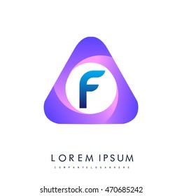 Logo F letter in the triangle shape, font icon, Vector design template elements for your application or company identity.