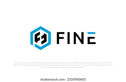 logo F monogram style in hexagon shape