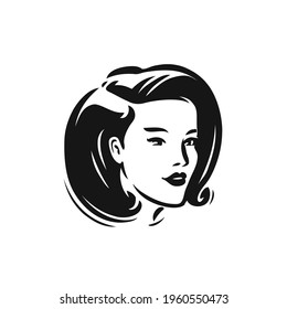 Logo face woman. Beauty salon, spa, cosmetics symbol vector illustration