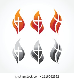  logo faith, logo religion, flame Christ cross