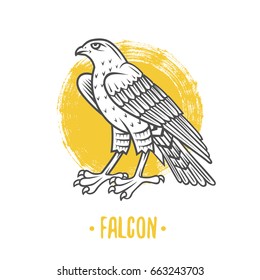 Logo of falcon on a white background. Coat of arms, heraldry, emblem, symbol design elements.
