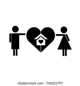 Logo family and house. Logo is a man and a woman. Vector illustration.

