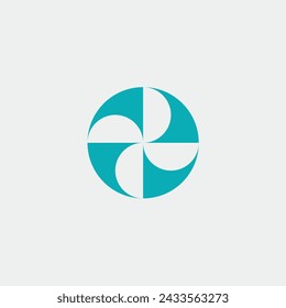 Logo fan spinning inside circle with blank background