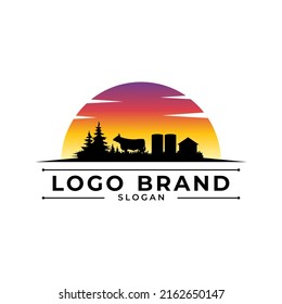 Logo Farm Cow Milk Or Farm animal logo inspiration. Flat design. Vector illustration concept Professional Brand