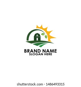 logo farm in the morning template vector
