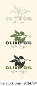 Logo for a farm, organic company or product. Veсtor. Three options on a gray background. you can change the color.