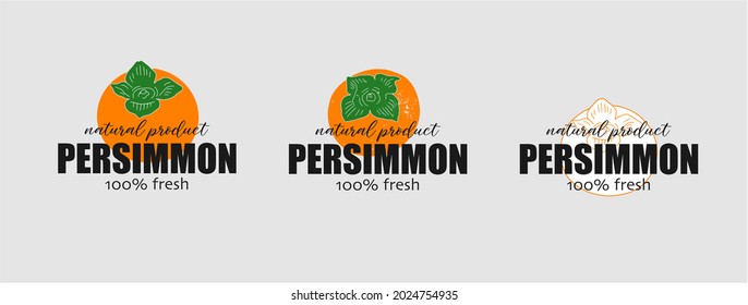 Logo for a farm, organic company or product. Veсtor. Three options on a gray background. you can change the color.