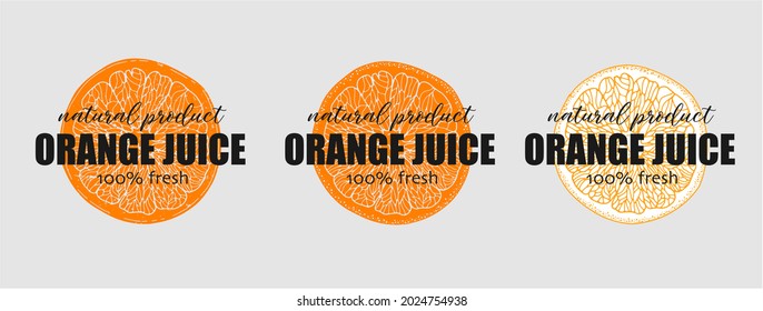 Logo for a farm, organic company or product. Veсtor. Three options on a gray background. you can change the color.