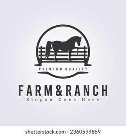 logo of farm and ranch vector illustration horse icon symbol template design