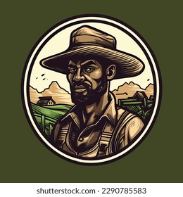 A logo of a farmer man head, designed in esports illustration style 