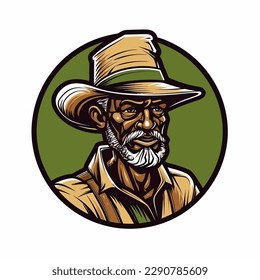 A logo of a farmer man head, designed in esports illustration style 
