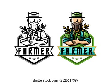 Logo Farmer Men Vektor Illustration Vorlage mit einfachem elegantem Design gut für jede Branche