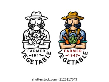 Logo Farmer Vegetable Vector Illustration Template with Simple Elegant Design Good for Any Industry