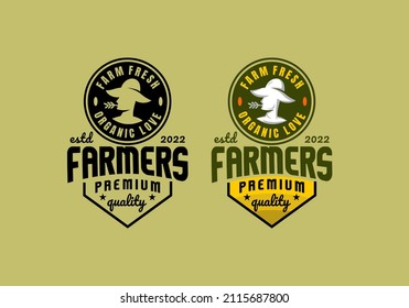 Plantilla de Ilustración Vectorial de los Agricultores de Logotipos con un diseño sencillo y elegante, bueno para cualquier industria