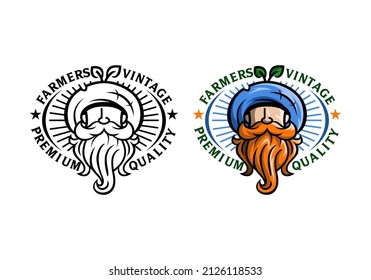 Logo Farmers Vintage Vector Illustration Template with Simple Elegant Design Good for Any Industry