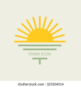 Logo farmhouse, with the sun and golf. flat design for your business