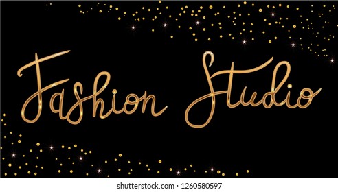 Logo Fashion studio. Custom handmade calligraphy, Vector brush lettering for fashion salon.
