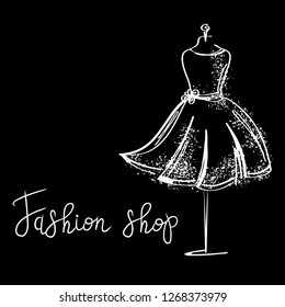 Logo Fashion studio. Custom handmade calligraphy, Vector brush lettering for fashion salon.