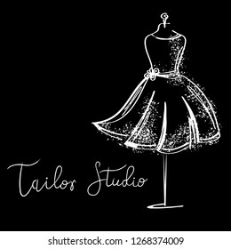 Logo Fashion studio. Custom handmade calligraphy, Vector brush lettering for fashion salon.