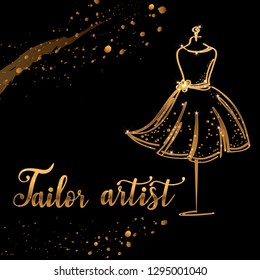 Logo Fashion studio. Custom handmade calligraphy, Vector brush lettering for fashion salon.