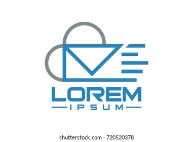 logo fast cloud mail flat line