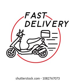 Logo of fast delivery. Scooter. Vector
