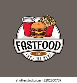  Logo Fast Food Burger Cartoon Vector
