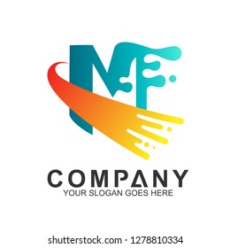 logo of fast letter M with water splash shape