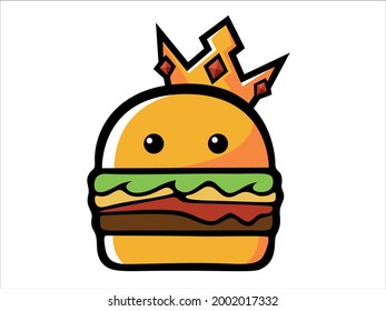 Logo for fastfood, burger with crown