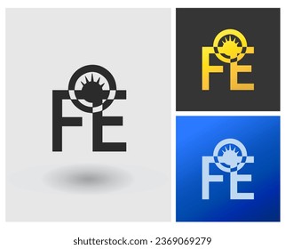 Logo FE Letter shape monogram for company logo design