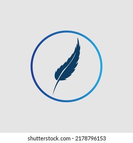logotipo de diseño de ilustración de plumas vectoriales en fondo gris