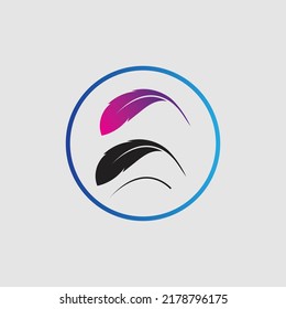 logo of feather vector illustration design on gray background