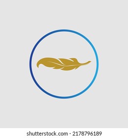 logo of feather vector illustration design on gray background