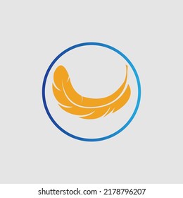 logotipo de diseño de ilustración de plumas vectoriales en fondo gris