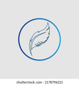 logo of feather vector illustration design on gray background