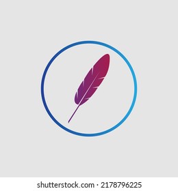 logotipo de diseño de ilustración de plumas vectoriales en fondo gris